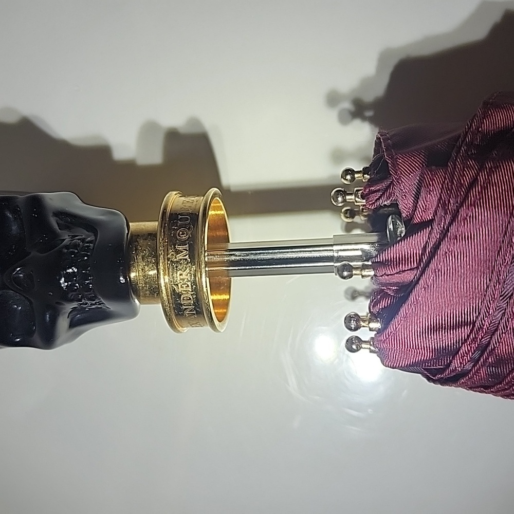 Umbrella Alexander McQueen Black Skull Wine Stopper with Burgundy Sleeve - Picture 5 of 16